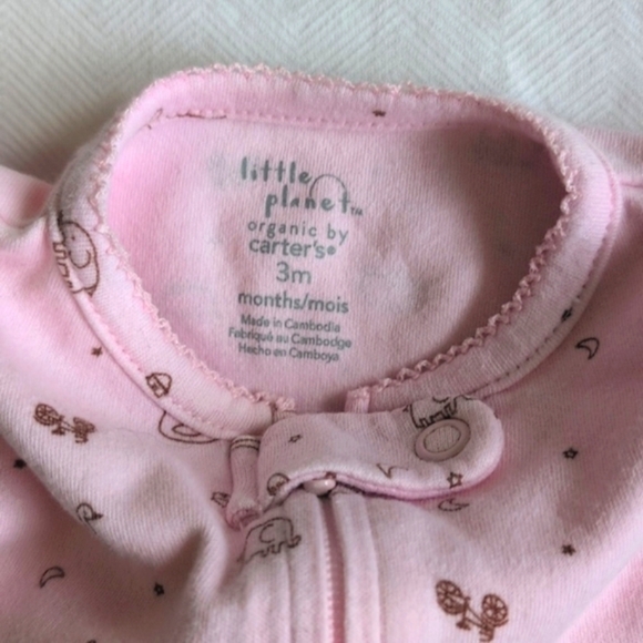 little planet organic carter's zipper footie sleeper pajamas 3 months baby girl - Picture 5 of 5